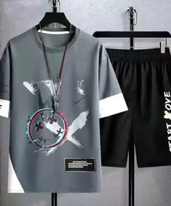 short-sleeved shorts suit Korean spring and autumn new graffiti personality fashion | 1140 - Image 16