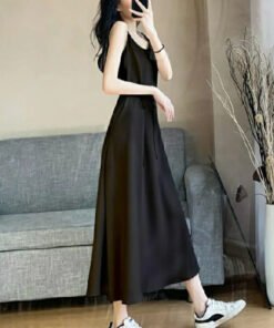 slim suspender skirt new summer fat MM round neck sleeveless dress | 1185 - Image 6
