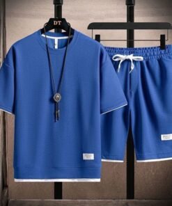 Waffle T-shirt men's short-sleeved co-ord set | 1153 - Image 17