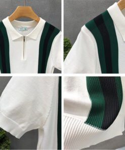 striped knitted polo shirt | 1165 - Image 4