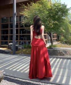 French style niche high-end cool off-shoulder waist dress for women | 1183 - Image 4