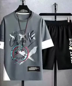 Alternative view of short-sleeved shorts suit Korean spring and autumn new graffiti personality fashion | 1140