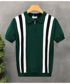 striped knitted polo shirt | 1165 - Image 7