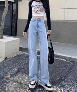 Loose Wide-legged Cowgirl Straight Leg Pants Women's Korean Version | 1151 - Image 4