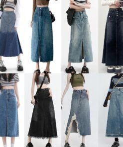 American all-match washed retro blue vintage hot girl raw edge distressed denim skirt  | 1156 - Image 3