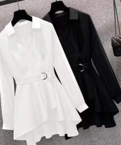 "Western Style Slimming Shirt with Tight Waist for Women" | 1180