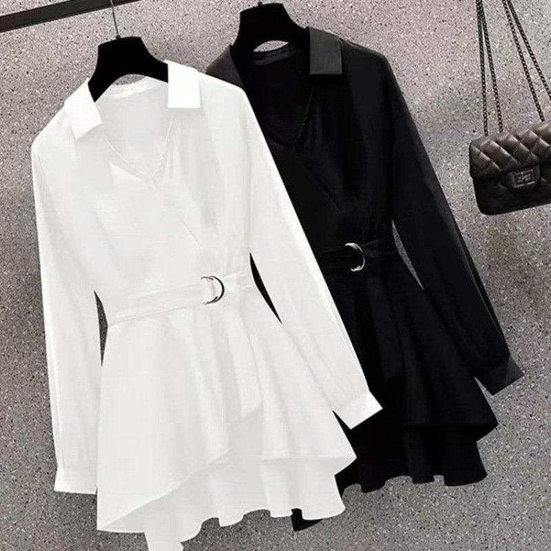 "Western Style Slimming Shirt with Tight Waist for Women" | 1180