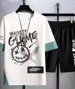 short-sleeved shorts suit Korean spring and autumn new graffiti personality fashion | 1140 - Image 13