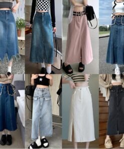 Alternative view of American all-match washed retro blue vintage hot girl raw edge distressed denim skirt  | 1156