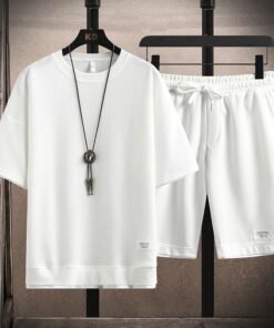 Waffle T-shirt men's short-sleeved co-ord set | 1153 - Image 52