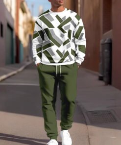 sports leisure men's round neck sweatshirt sweatpants suit | 1166