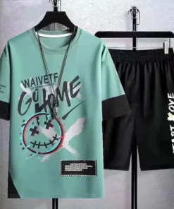 short-sleeved shorts suit Korean spring and autumn new graffiti personality fashion | 1140 - Image 22