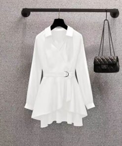 "Western Style Slimming Shirt with Tight Waist for Women" | 1180 - Image 4