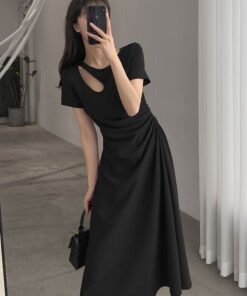 French temperament slim design waist Hepburn style long dress | 1135 - Image 6
