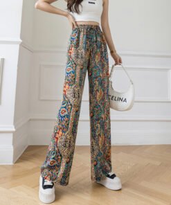 women's summer thin printing straight-tube mopping casual pants | 1170 - Image 3