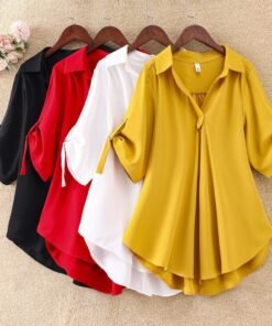 loose waist shows thin chiffon top women's trend | 1173