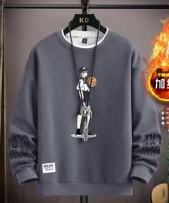 Round neck sweatshirt for men plus velvet and thickened | 1160 - Image 60