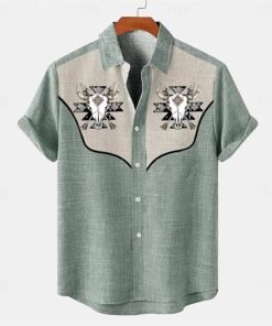 Breathable Linen Short Sleeve Fashion Short Sleeve Shirt Tops | 1167 - Image 3