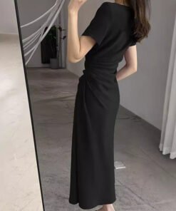 Alternative view of French temperament slim design waist Hepburn style long dress | 1135