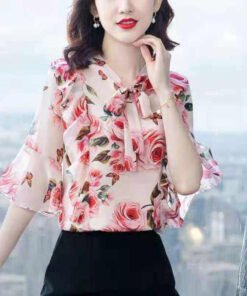 fashion temperament bell sleeve shirt top women's foreign style | 1172 - Image 4