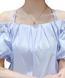 French women's puff sleeve chiffon shirt Chiffon shirt short | 1187 - Image 5