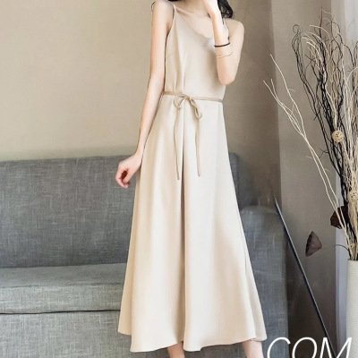 slim suspender skirt new summer fat MM round neck sleeveless dress | 1185 - Image 3