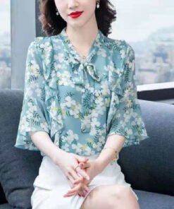 fashion temperament bell sleeve shirt top women's foreign style | 1172 - Image 15