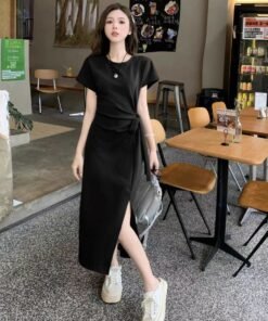 women's design strappy short-sleeved dress | 1155 - Image 4