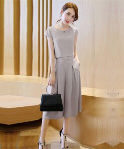 ethnic style loose fashion cropped wide leg pants two-piece set  | 1201 - Image 3