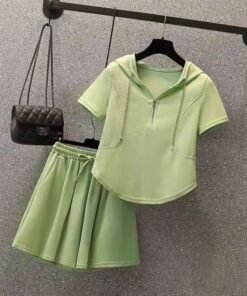 Suit Chubby Sister Summer New Hooded Loose Skirt Pants | 1223 - Image 15