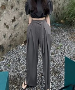 Korean style niche drape wide-leg trousers elegant gray commuting temperament women's trousers | 1212 - Image 16