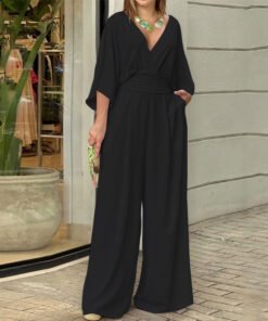 Women's Loose Waist Wide Leg Casual Jumpsuit | 1202 - Image 18