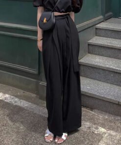 Alternative view of Korean style niche drape wide-leg trousers elegant gray commuting temperament women's trousers | 1212