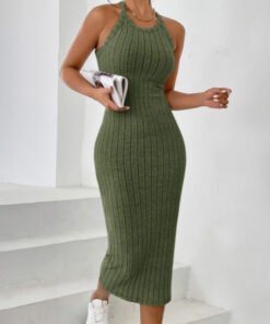 round neck solid color vest sleeveless halter dress | 1208 - Image 9