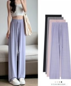 Narrow version ice silk sun protection pants for women in spring thin high waist drape cool wide leg pants | 1206