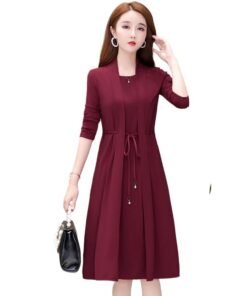 Fake Two-piece Dress Women's Slim Long Sleeves Rich Lady Noble Lady Western Style | 1191 - Image 5