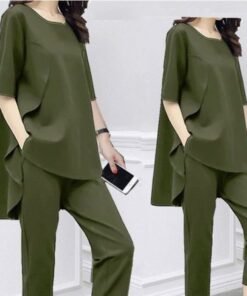 suit short-sleeved top casual cropped pants two-piece suit  | 1188 - Image 17