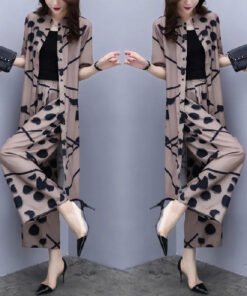 large size cardigan top wide-leg pants two-piece suit | 1193 - Image 10