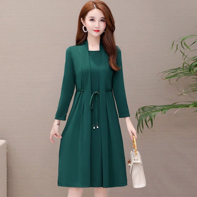 Fake Two-piece Dress Women's Slim Long Sleeves Rich Lady Noble Lady Western Style | 1191 - Image 13