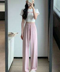 Narrow version ice silk sun protection pants for women in spring thin high waist drape cool wide leg pants | 1206 - Image 14