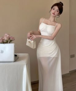 suspender dress slim temperament hip long skirt dress | 1220 - Image 4