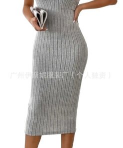round neck solid color vest sleeveless halter dress | 1208 - Image 32