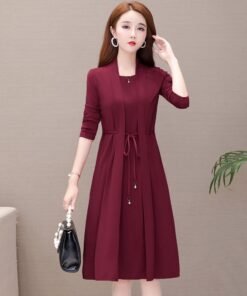 Fake Two-piece Dress Women's Slim Long Sleeves Rich Lady Noble Lady Western Style | 1191 - Image 18
