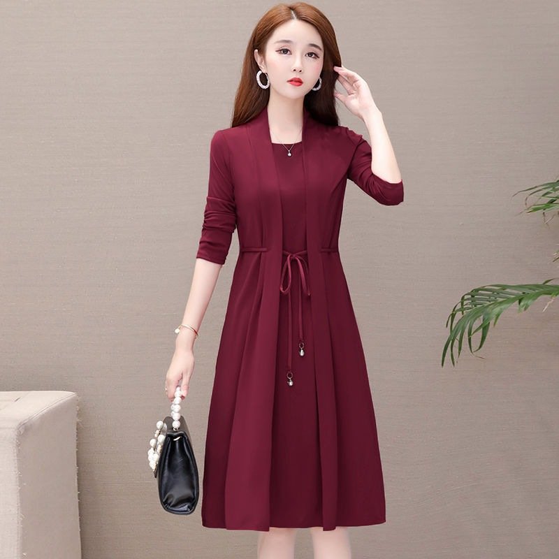 Fake Two-piece Dress Women's Slim Long Sleeves Rich Lady Noble Lady Western Style | 1191 - Image 16