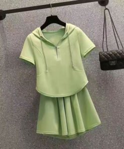 Suit Chubby Sister Summer New Hooded Loose Skirt Pants | 1223 - Image 4