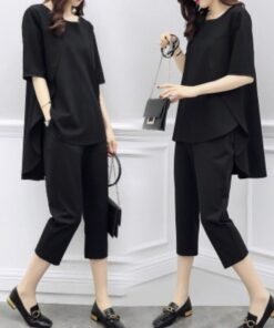suit short-sleeved top casual cropped pants two-piece suit  | 1188 - Image 11