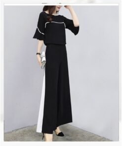 two-piece short sleeve loose wide-leg pants fashion  | 1198 - Image 11