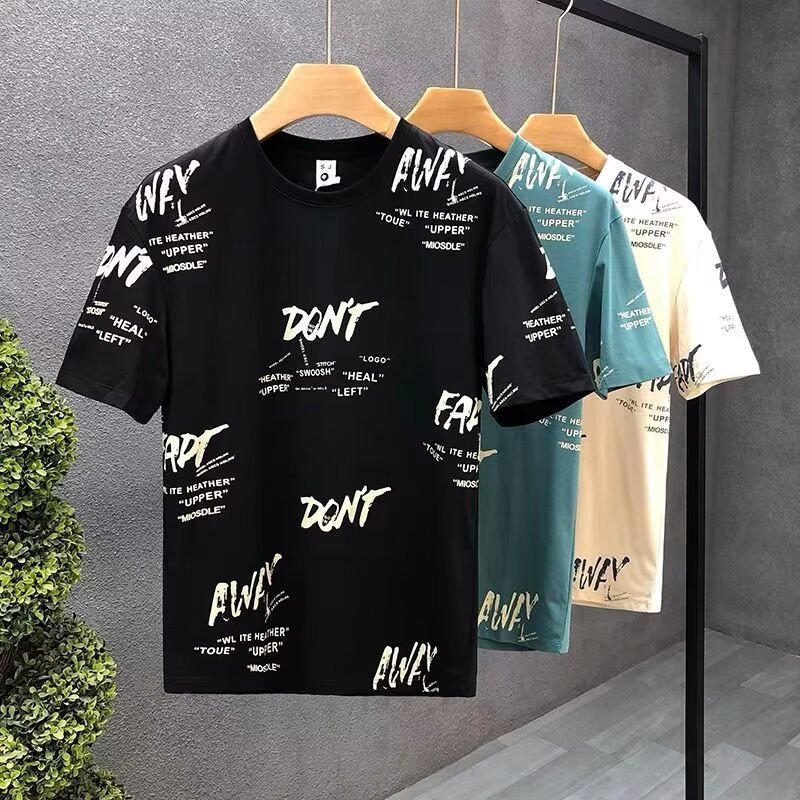 men's short sleeve summer thin letter print half-sleeved T-shirt | 1199 - Image 2