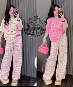 Kitty short-sleeved wide-leg pants printed two-piece suit  | 1209 - Image 6