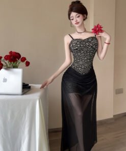 suspender dress slim temperament hip long skirt dress | 1220 - Image 3
